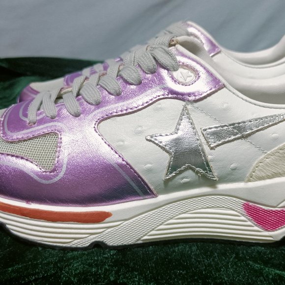 Golden Goose Running Sole sneakers in laminated pink with silver star - Picture 6 of 7